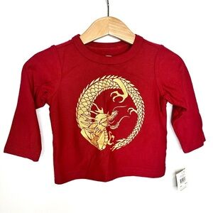 Tea Collection Shinwa Dragon Graphic Tee Long Sleeve Baby Size 3-6 mos